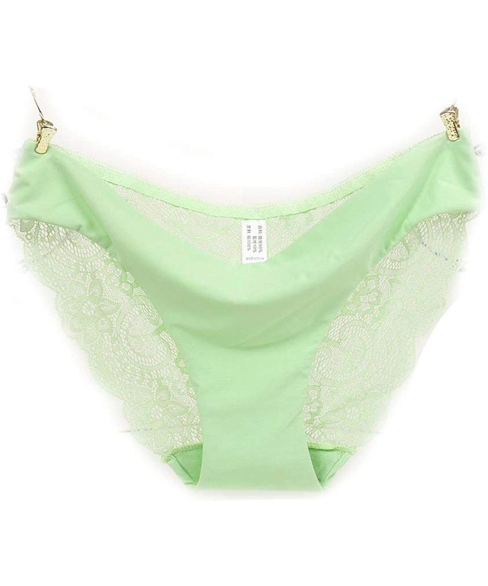 Panties Ladies Underwear Woman Panties Sexy Lace Plus Size Panty Transparent Low-Rise Cotton Briefs Intimates New - Green - C...