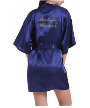 Robes Women Bathrobe Letter Bride Bridesmaid Mother of The Bride Maid of Honor Matron Robes Bridal Dressing Gown - Navy Matro...