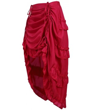 Slips Women's Steampunk Victorian Skirt Pirate Ruffle High Low Skirts Cosplay Costume - Wine Red - CD18ONDYDD0