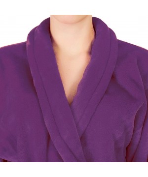 Robes Women Lady Winter Warm Coral Velvet Bath Robe Sexy Long Shawl Collar Nightgown Wrap - Purple - CC127IREBNV