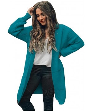 Slips Womens Cardigans Boho Lantern Sleeve Open Front Long Knit Cardigan Lightweight Sweaters Coat - Blue - C618XUDD0EM