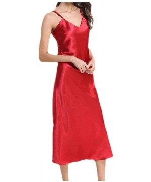 Tops Women's V Neck Solid Color Slip Breathable Thin Stretch Elegant Sleepwear - 1 - C3190X9IOGE