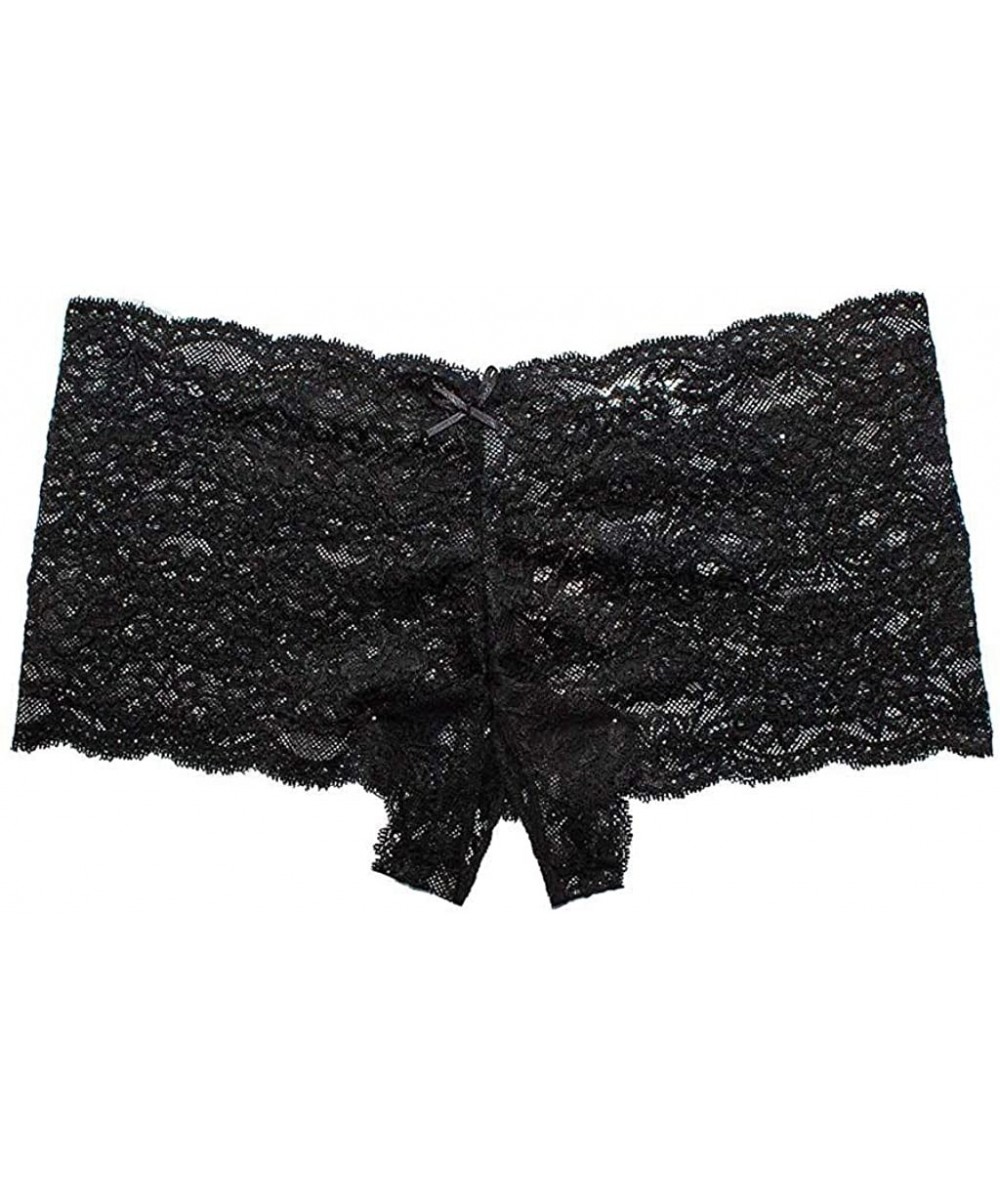 Bras Sexy Underwear Lace New Sexy Women Lace Lingerie Plus Size Underwear Open Crotch Bowknot Underwear - Black - CC18XUDGHES