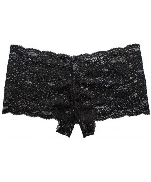 Bras Sexy Underwear Lace New Sexy Women Lace Lingerie Plus Size Underwear Open Crotch Bowknot Underwear - Black - CC18XUDGHES