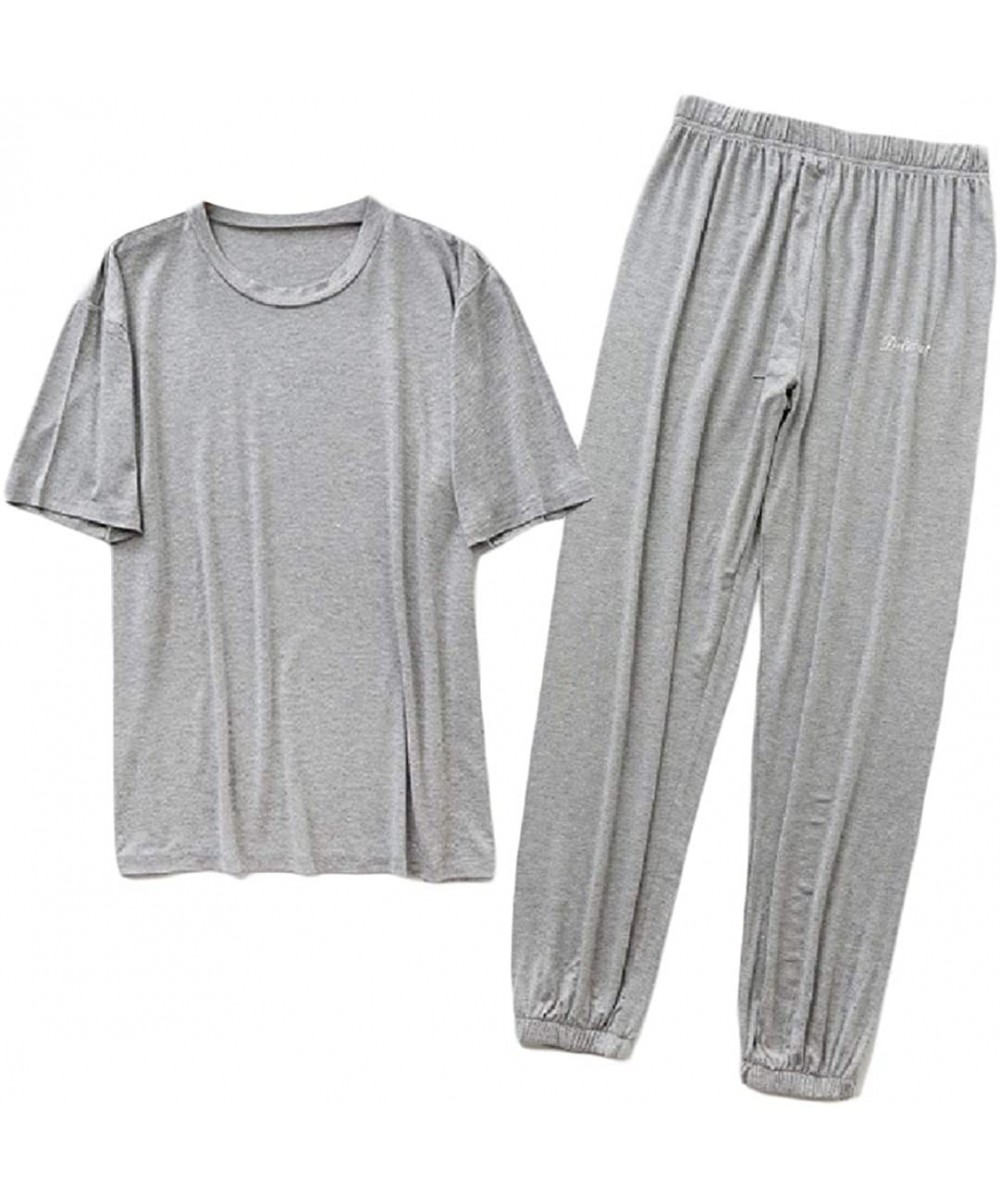 Sleep Sets Men's Thin Nightwear 2-Piece Lounger Modal Summer Long-Pants Sleepwears - 6 - C919CZQAOHL