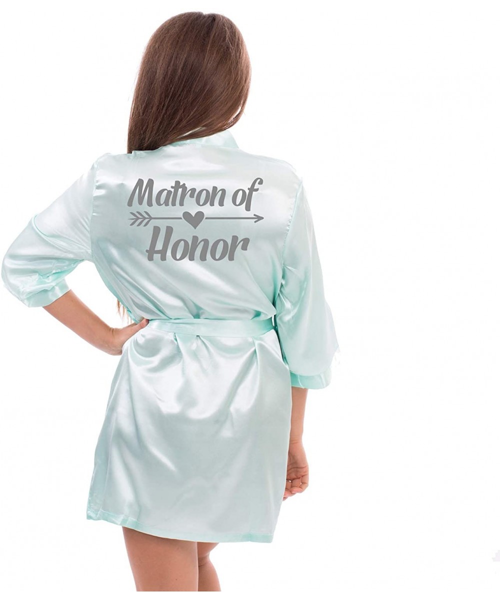 Robes Satin Robe for Bridesmaid Party with Silver Writing - Mint-matron_of_honor - C6190RS3Z73