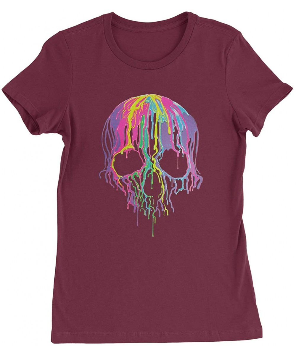 Camisoles & Tanks Neon Dripping Skull Womens T-Shirt - Maroon - C812B4V2JYP