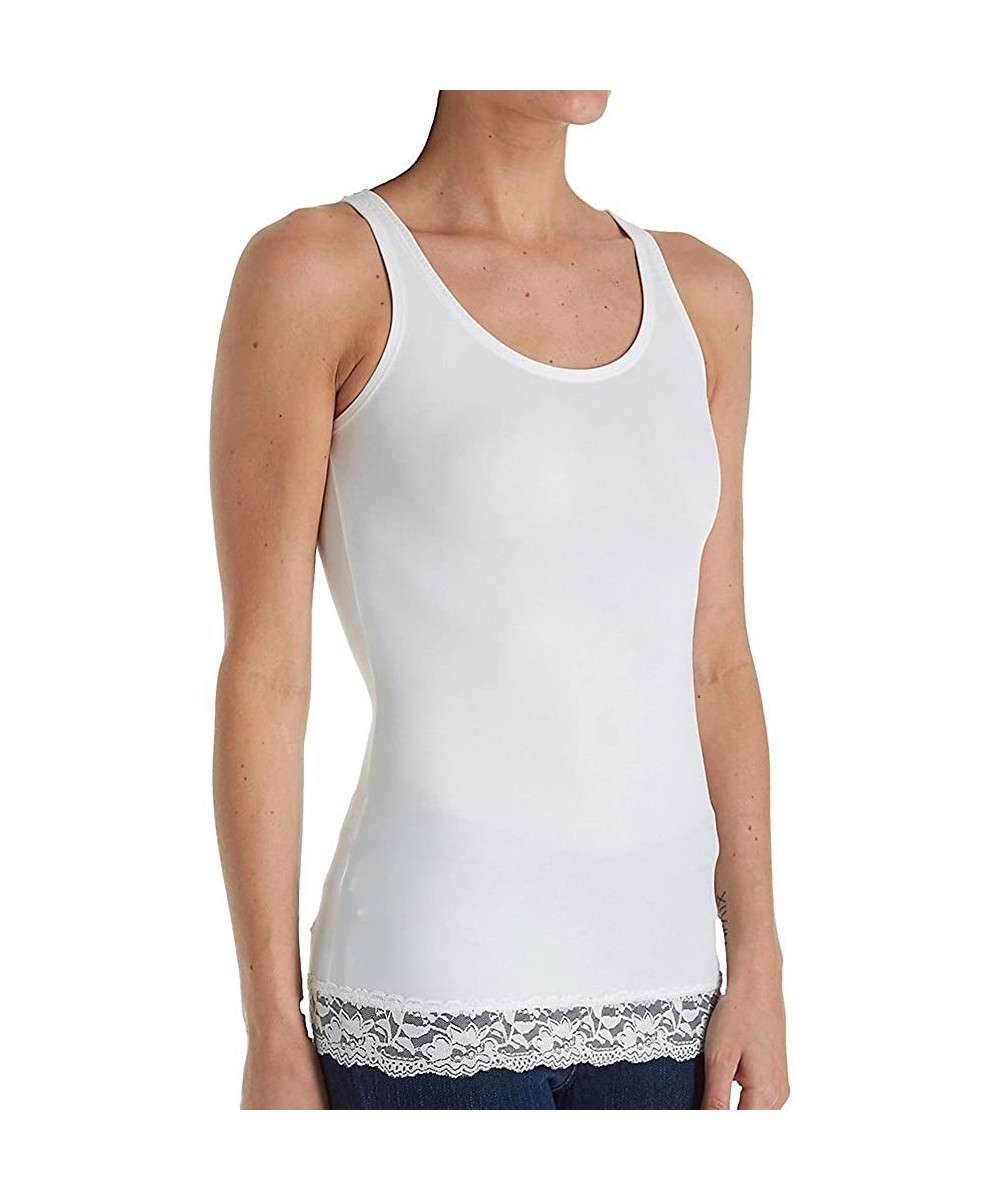 Camisoles & Tanks Women's Silk Magic Microfiber Lace Trim Camisole 8853 - Porcelain - CE187LCTUMO