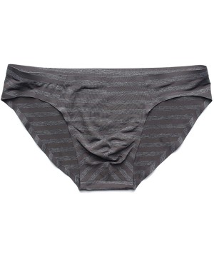 Briefs Sexy Underwear Men Briefs Shorts Thin Ice Silk Panties Breathable U Convex Pouch Seamless Underpants - Gray - CM19E76AWQH