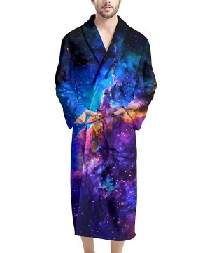 Robes Men's Bathrobe Big and Tall Full Length Sleepwear Long Sleeve Lightweight Pajama Shawl Robe with Pockets Nightgown - Ga...