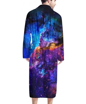 Robes Men's Bathrobe Big and Tall Full Length Sleepwear Long Sleeve Lightweight Pajama Shawl Robe with Pockets Nightgown - Ga...