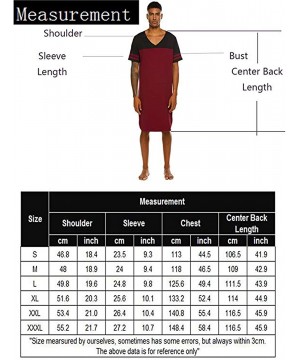 Nightgowns & Sleepshirts Mens Nightshirts V Neck Cotton Sleepwear Short Sleeve Big&Tall Sleeping Shirt Comfy Loose Nightwear ...