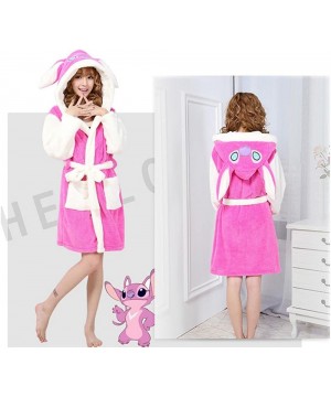 Robes Women's Cartoon Fleece Bathrobe with Hood Lovely Juniors Girl Sleepwear - Rose Red - C412N0HRIXV