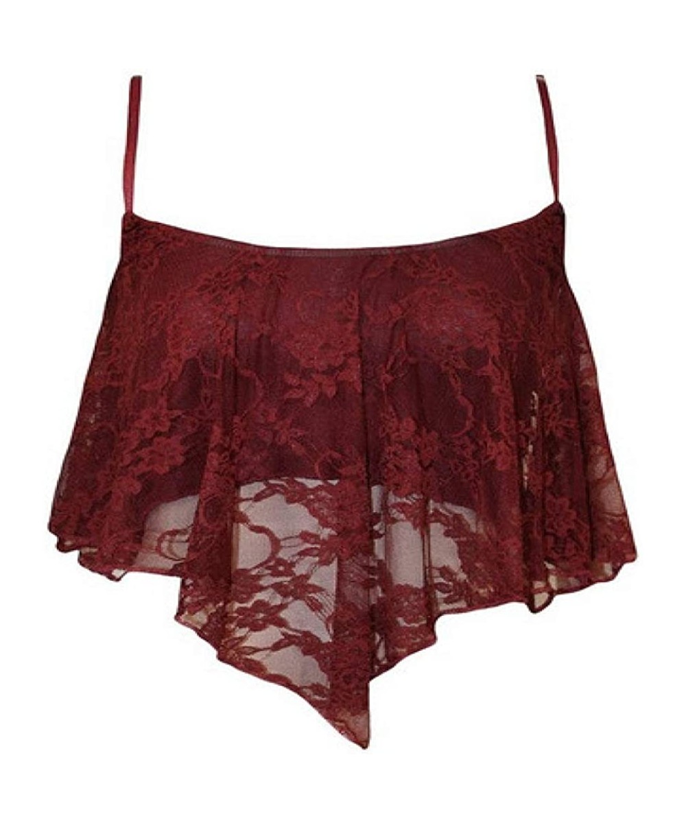 Camisoles & Tanks Wild Women's lace Sexy Camisole Square Scarf Camisole - Purplish Red - CO19CIYIAGG