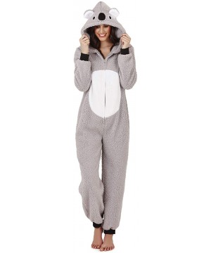 Sets Womens Luxury Soft Coral Fleece Novelty Animal 3D All in One Onesies with Hood - Grey Koala Bear - C618I6N73DN