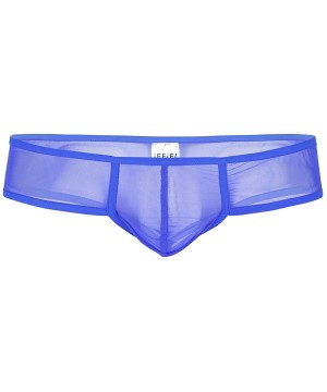 G-Strings & Thongs Mens Soft Sheer Mesh Bulge Pouch Low Rise Briefs Thong G-String Underwear - Blue - CQ188YE8NN9