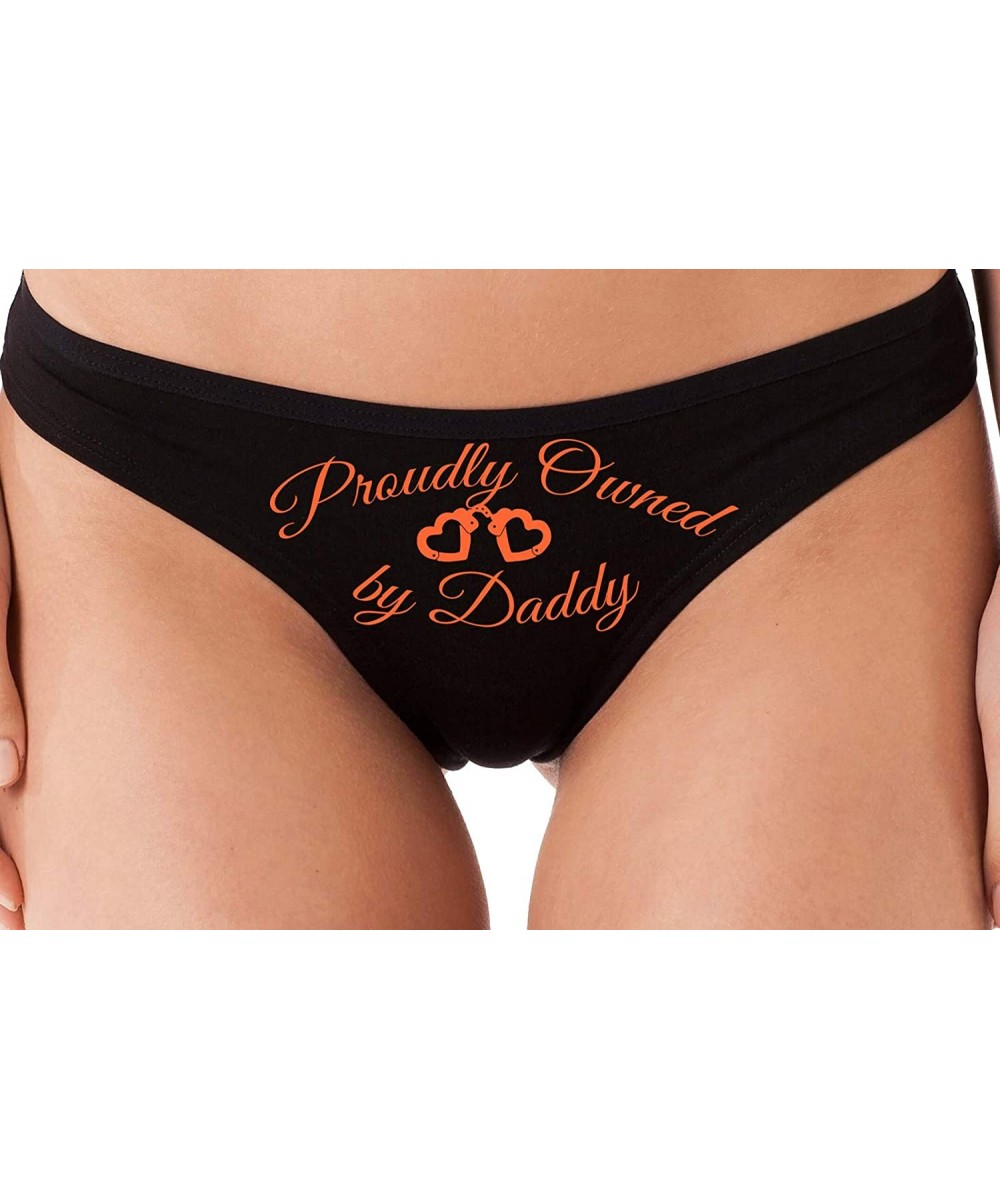 Panties BDSM DDLG Proudly Owned Black Thong for Your Baby Girl Princess - Orange - CC18NUU9X9O