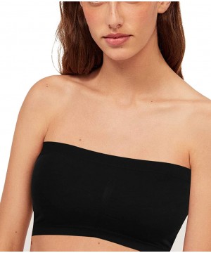 Bras Women's Padded Strapless Wire-Free Bandeau Tube Bra 2 Pack - Nude/Black - CU196EKQQWN