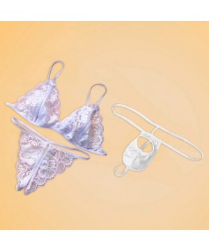 Baby Dolls & Chemises Men's and Women's Valentine's Day Couple Lace Thong Underwear Three-Piece - White - CV198UG8GW8