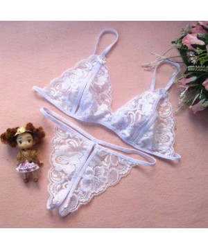 Baby Dolls & Chemises Men's and Women's Valentine's Day Couple Lace Thong Underwear Three-Piece - White - CV198UG8GW8