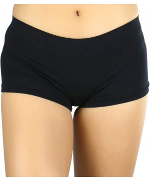 Panties Women's Classic Solid Polyester Blend Basic Boyshorts - Black - CE11ZEBQW1X