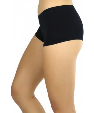 Panties Women's Classic Solid Polyester Blend Basic Boyshorts - Black - CE11ZEBQW1X