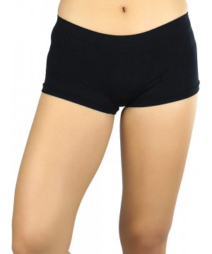 Panties Women's Classic Solid Polyester Blend Basic Boyshorts - Black - CE11ZEBQW1X