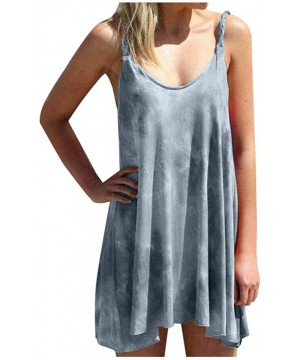 Nightgowns & Sleepshirts Women's Plus Size Dresses Short Sleeve Casual V-Neck Summer T Shirt Long Dress - A-gray - CP199O7RIMM