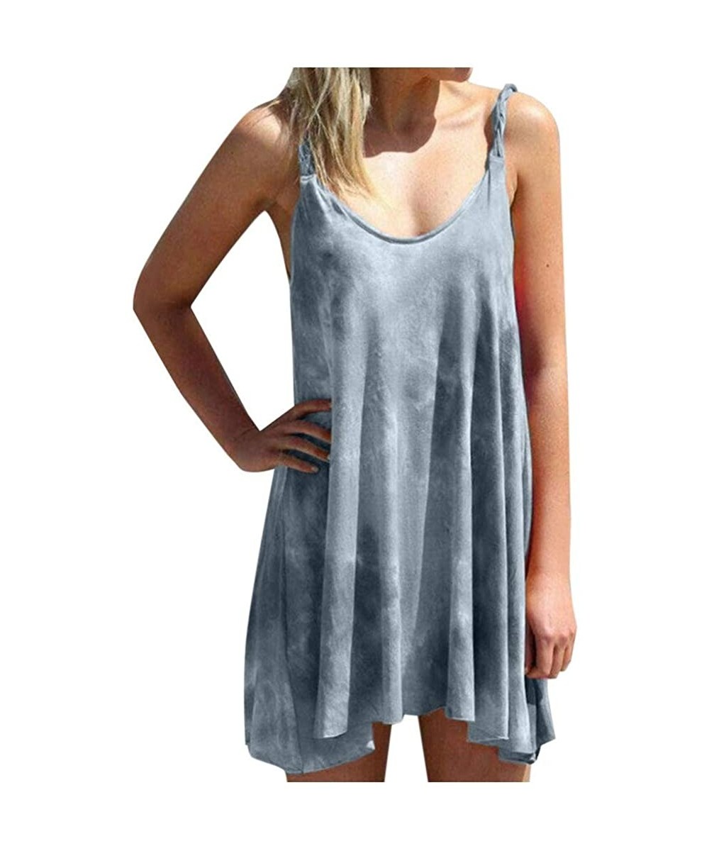 Nightgowns & Sleepshirts Women's Plus Size Dresses Short Sleeve Casual V-Neck Summer T Shirt Long Dress - A-gray - CP199O7RIMM