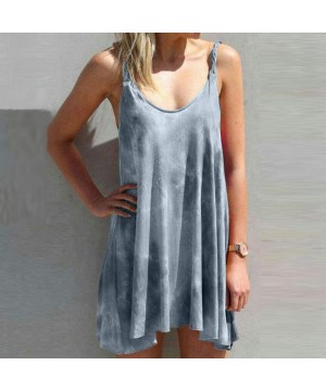 Nightgowns & Sleepshirts Women's Plus Size Dresses Short Sleeve Casual V-Neck Summer T Shirt Long Dress - A-gray - CP199O7RIMM