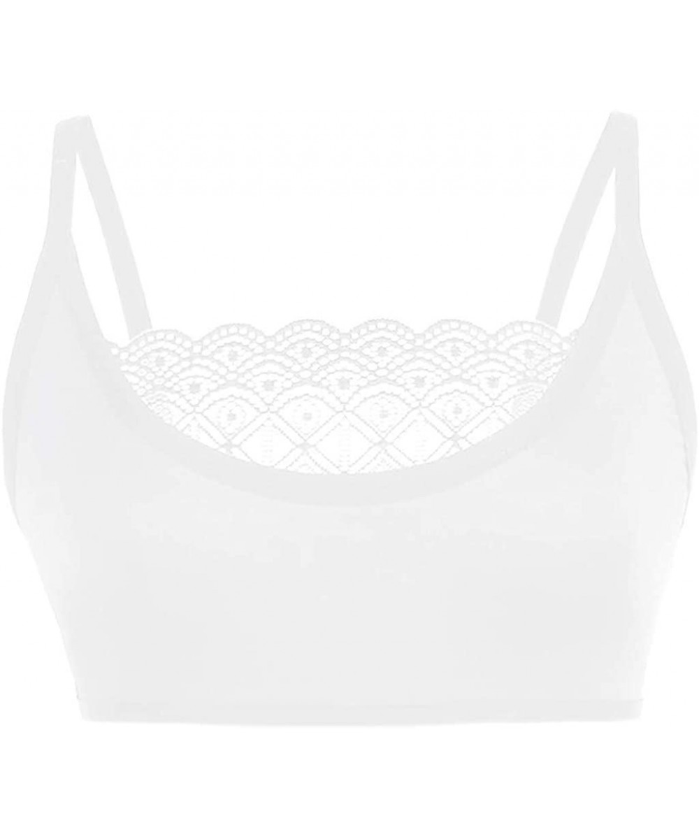 Camisoles & Tanks Sexy Women Elastic Cage Bra Lace Camisole Tank Tops Bra Bustier - White1 - CX195KOQ54Y