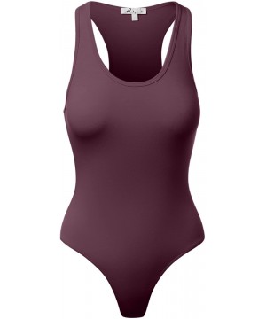 Shapewear Women's Jumpsuit Racerback Tank Top Bodysuits - 103-dark Plum - CU188TN6EON