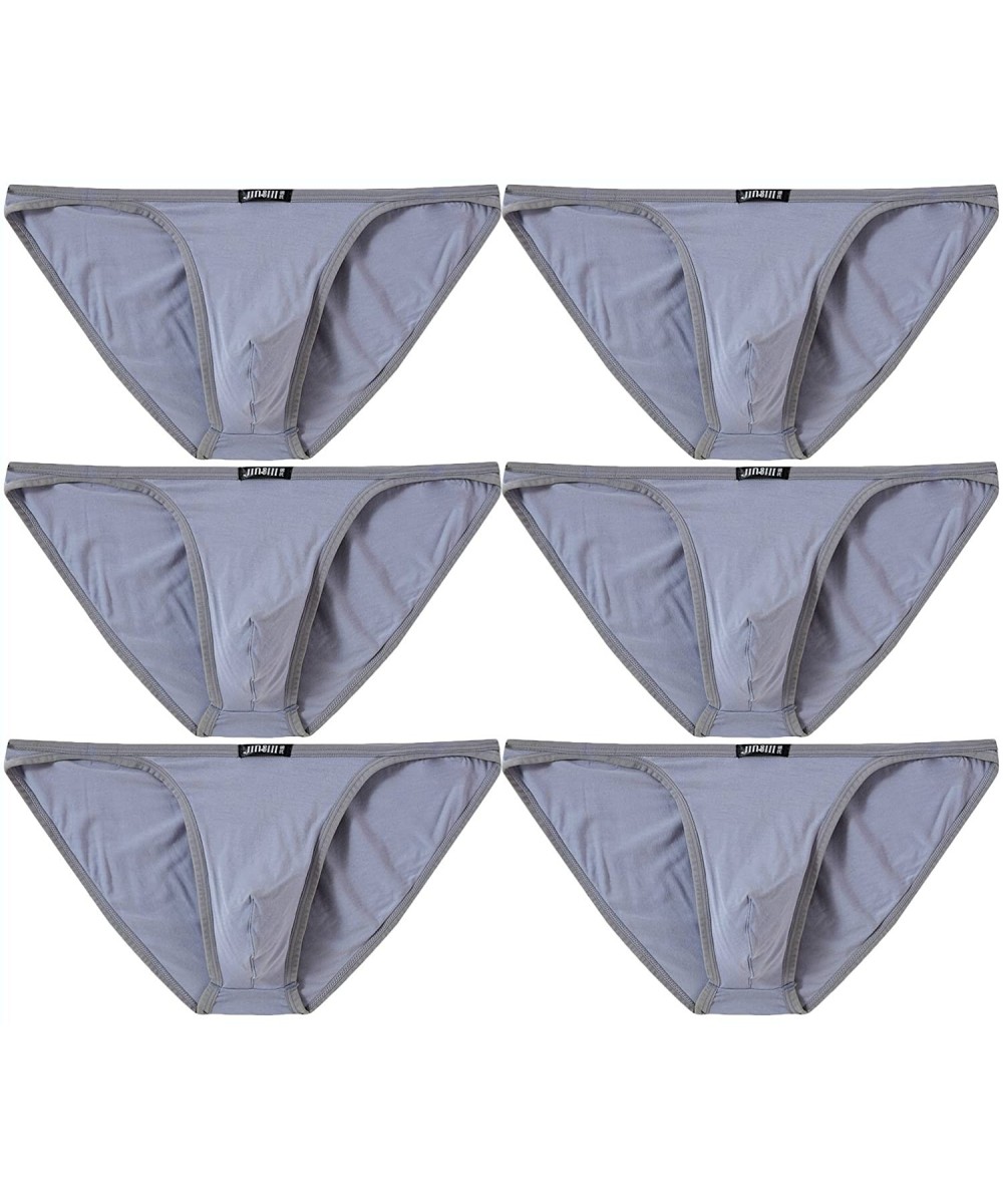 Briefs Men's Bamboo Underwear Sexy Bikini Briefs Low Rise - K-6pack-grey - CD12I4DMUBX