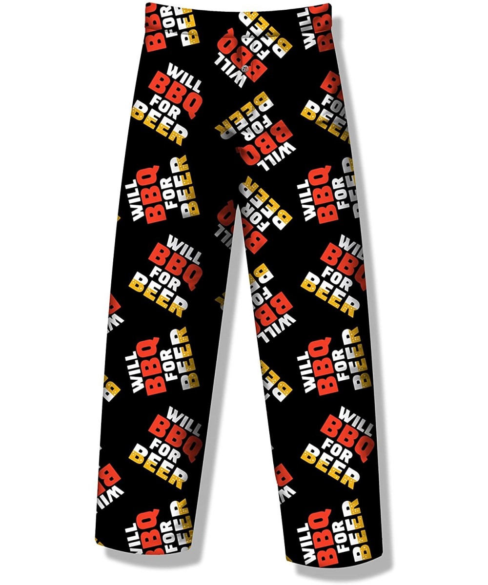 Sleep Bottoms Mens Beer & More Beer Fun Prints Pajama & Lounge Pants - Will Bbq for Beer - CF12O325J37