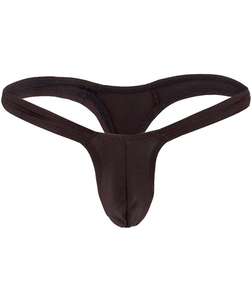 G-Strings & Thongs Mens Bulge Pouch G-String T-Back Thong Underwear Bikini Briefs - Coffee - CG18OQI7337