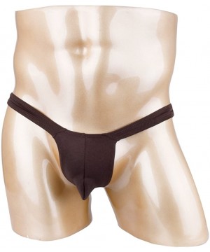 G-Strings & Thongs Mens Bulge Pouch G-String T-Back Thong Underwear Bikini Briefs - Coffee - CG18OQI7337