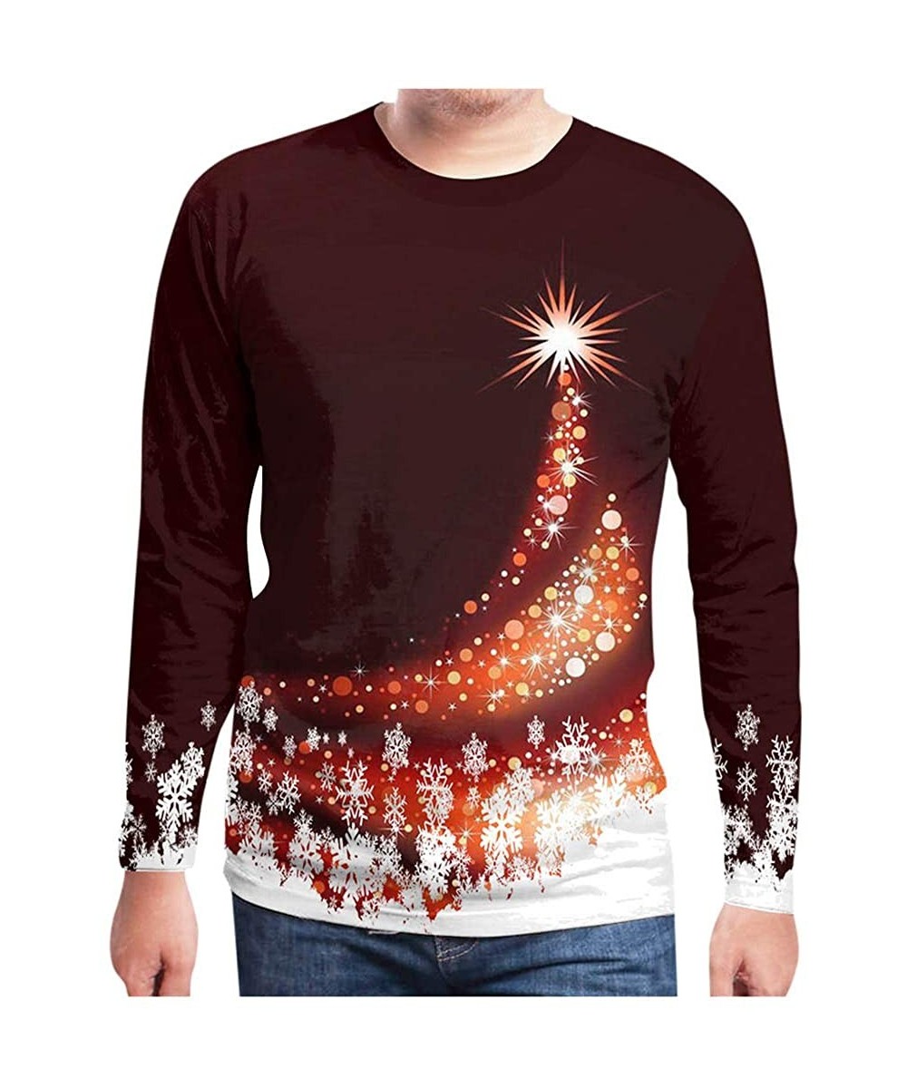 Sleep Tops Men's Light Up Christmas Sweater 3D Print weatshirt Hoodies Pullover S-3XL - Coffee - C818ZWE3W92