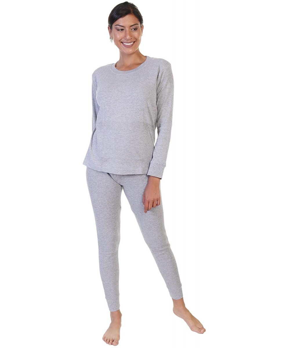 Thermal Underwear Women's and Men's Soft and Warm Long Johns Cotton Thermal Underwear Set - 1-pack Women's Melange Gray - C31...