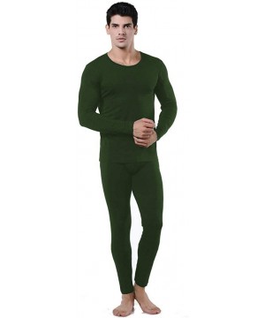 Thermal Underwear Men's Ultra Soft Thermal Underwear Base Layer Long Johns Set with Fleece Lined - Army Green - C718X8L3OH8