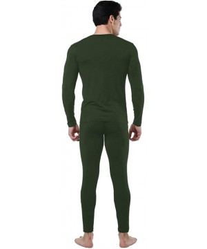 Thermal Underwear Men's Ultra Soft Thermal Underwear Base Layer Long Johns Set with Fleece Lined - Army Green - C718X8L3OH8