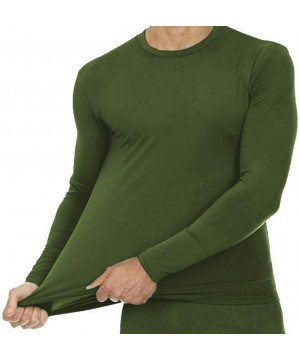 Thermal Underwear Men's Ultra Soft Thermal Underwear Base Layer Long Johns Set with Fleece Lined - Army Green - C718X8L3OH8