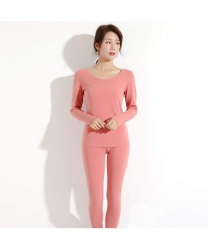 Thermal Underwear Autumn Winter Fleece Thick Thermal Underwear Set Women Warm Tops Pants Cloth - Only Skin Colo Pants - CG193...