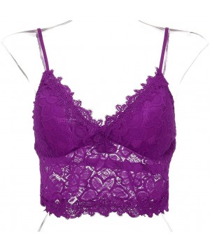 Camisoles & Tanks Women Plus Size Vest Crop Wireless Bra Lingerie Sexy V-Neck Underwear Camisole - 06-purple - C819E4S5SEO