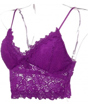 Camisoles & Tanks Women Plus Size Vest Crop Wireless Bra Lingerie Sexy V-Neck Underwear Camisole - 06-purple - C819E4S5SEO