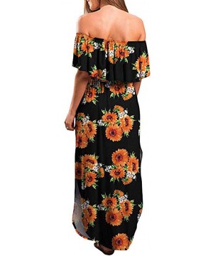 Baby Dolls & Chemises Vintage Dresses for Women Casual Summer Party Dress with Pockets Boatneck Ruffles Sunflower Printing Ma...