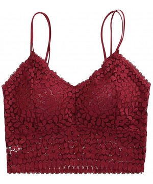 Camisoles & Tanks Lace Bra Camisole Bralette Bandeau Bra Lace Top Women Girls Sports Dail Favo - Wine - CR1906UETGQ