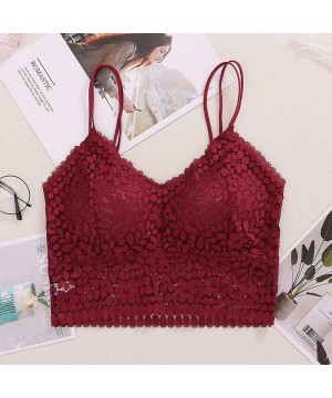 Camisoles & Tanks Lace Bra Camisole Bralette Bandeau Bra Lace Top Women Girls Sports Dail Favo - Wine - CR1906UETGQ