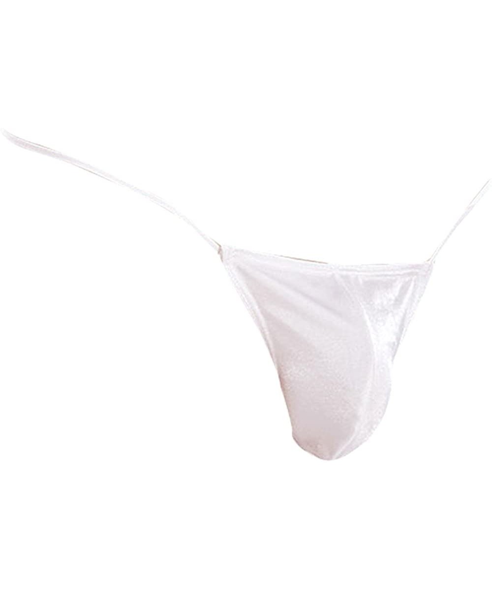 G-Strings & Thongs Men's Sexy G-String Erotic Pouch Enhancing Underwear - White - CL11RSIKSUB