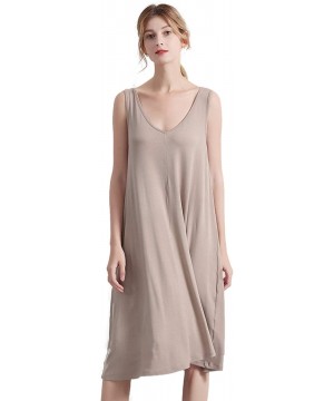 Nightgowns & Sleepshirts Night Shirt for Women Plus Size Sleepwear Long Night Dress Soft Lounge Dress - Style 1/Nude - CX19C6...