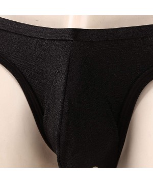 G-Strings & Thongs Men Low Rise Silky Jockstrap Trunk Shorts Open Back Bulge Pouch Thong Underwear - Black - CH19D0MZS3U